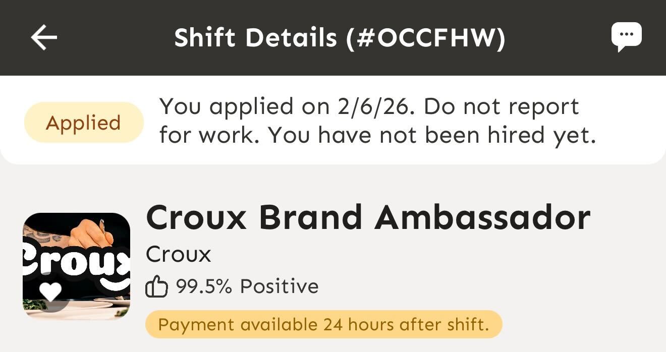Shift status showing Applied
