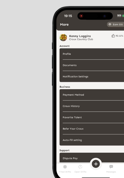 More menu showing Payment Method option