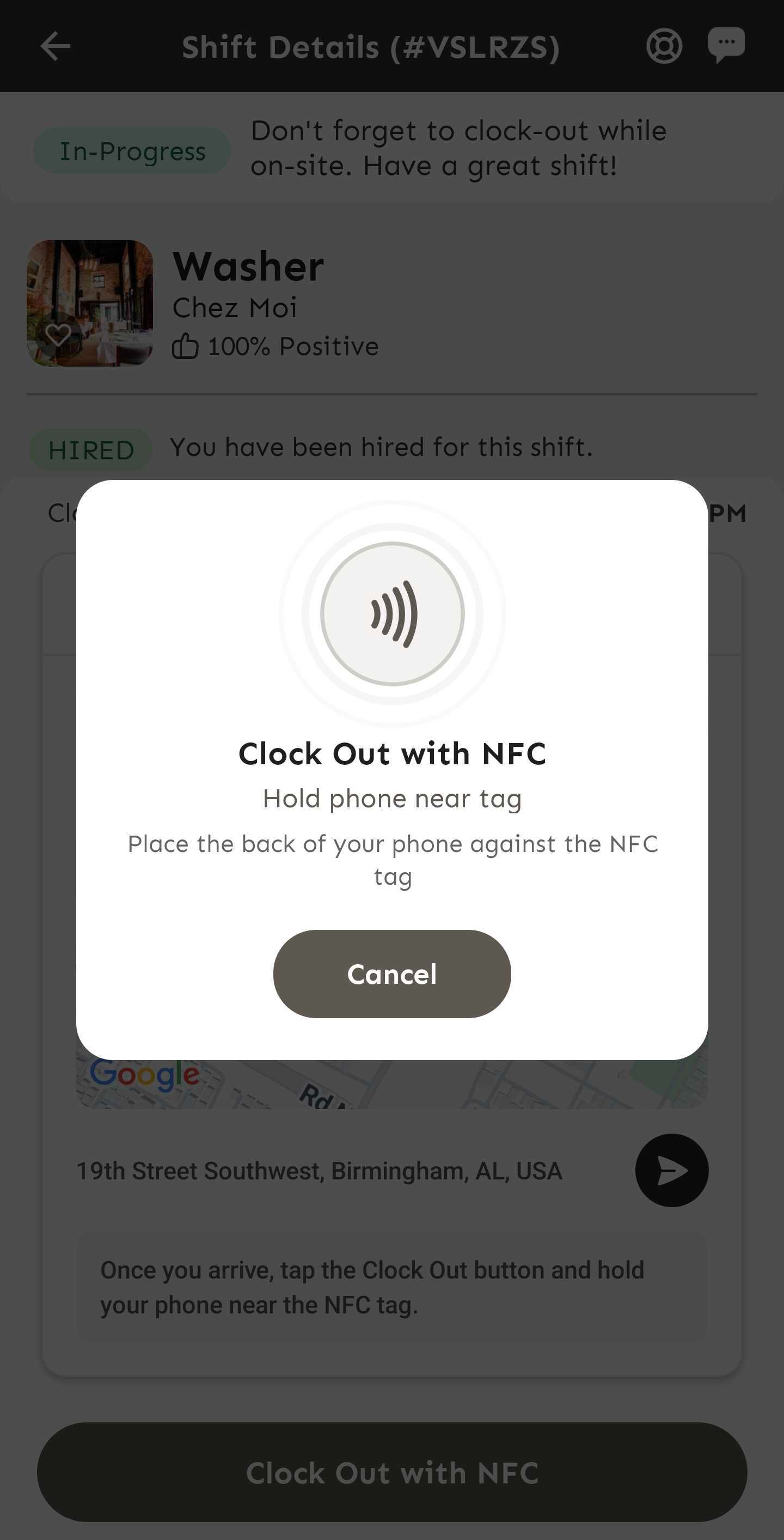 NFC modal