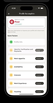Profile Score checklist showing score factors