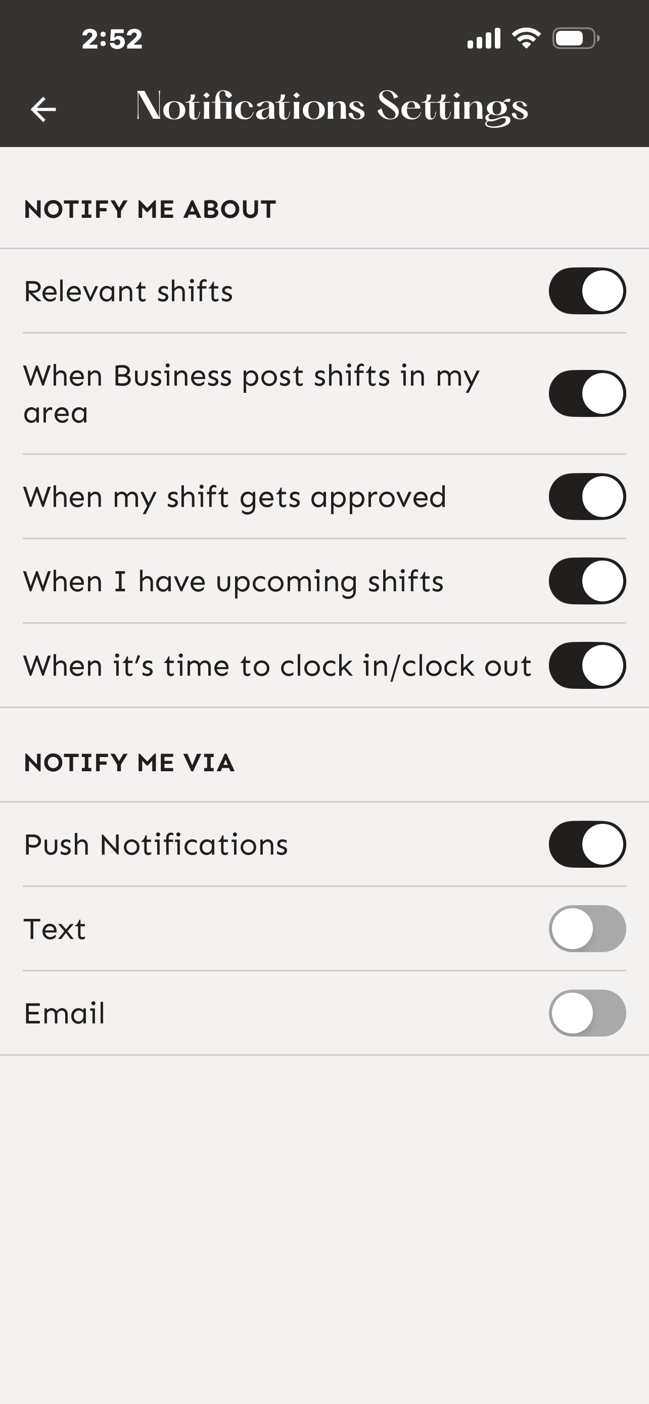 Configuración de notificaciones en la app de Croux